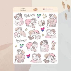 Cartela de Adesivos Boys Love K1053 12x15cm KIMO ADESIVOS