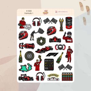 Cartela de Adesivos Formula 1 K1023 12x15cm KIMO ADESIVOS