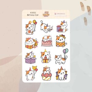 Cartela de Adesivos Birthday Cat K1012 8x12cm KIMO ADESIVOS
