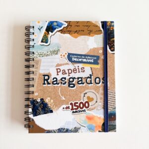 Caderno de Adesivos Decorativos Papéis Rasgados + de 1500 Adesivos A5 KIMO ADESIVOS